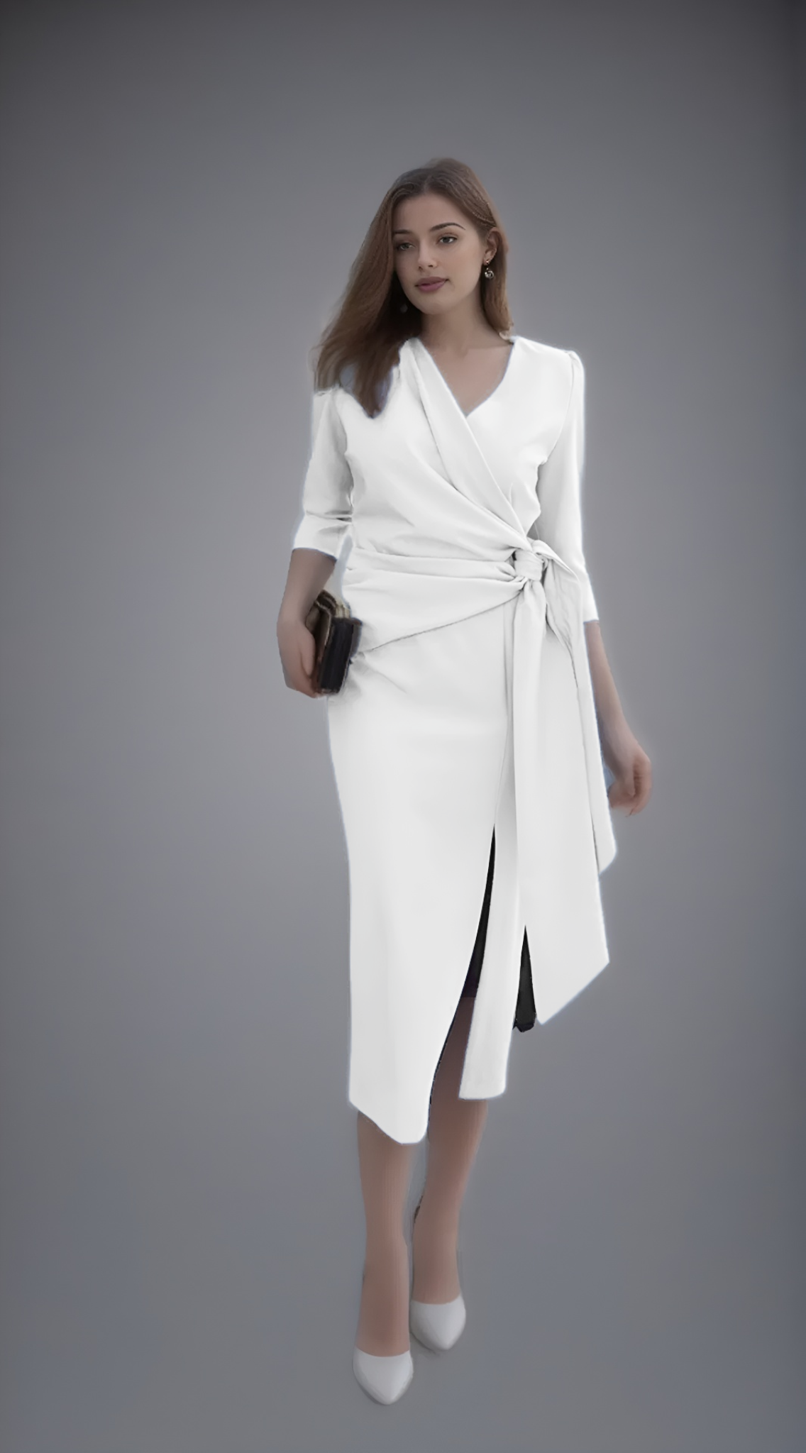 Vestido liso nudo con lazo