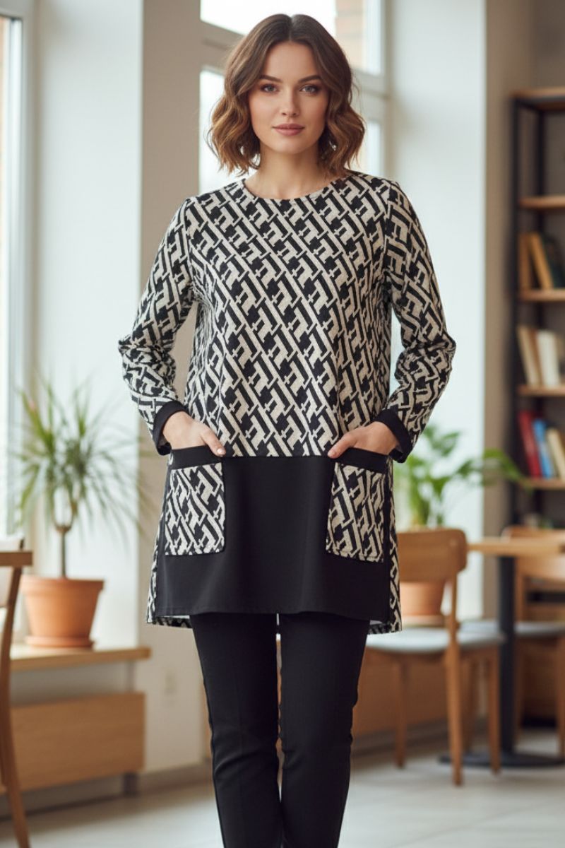 Camiseta Punto Cordinada Con Liso Y Bolsillos De Parche Marfil