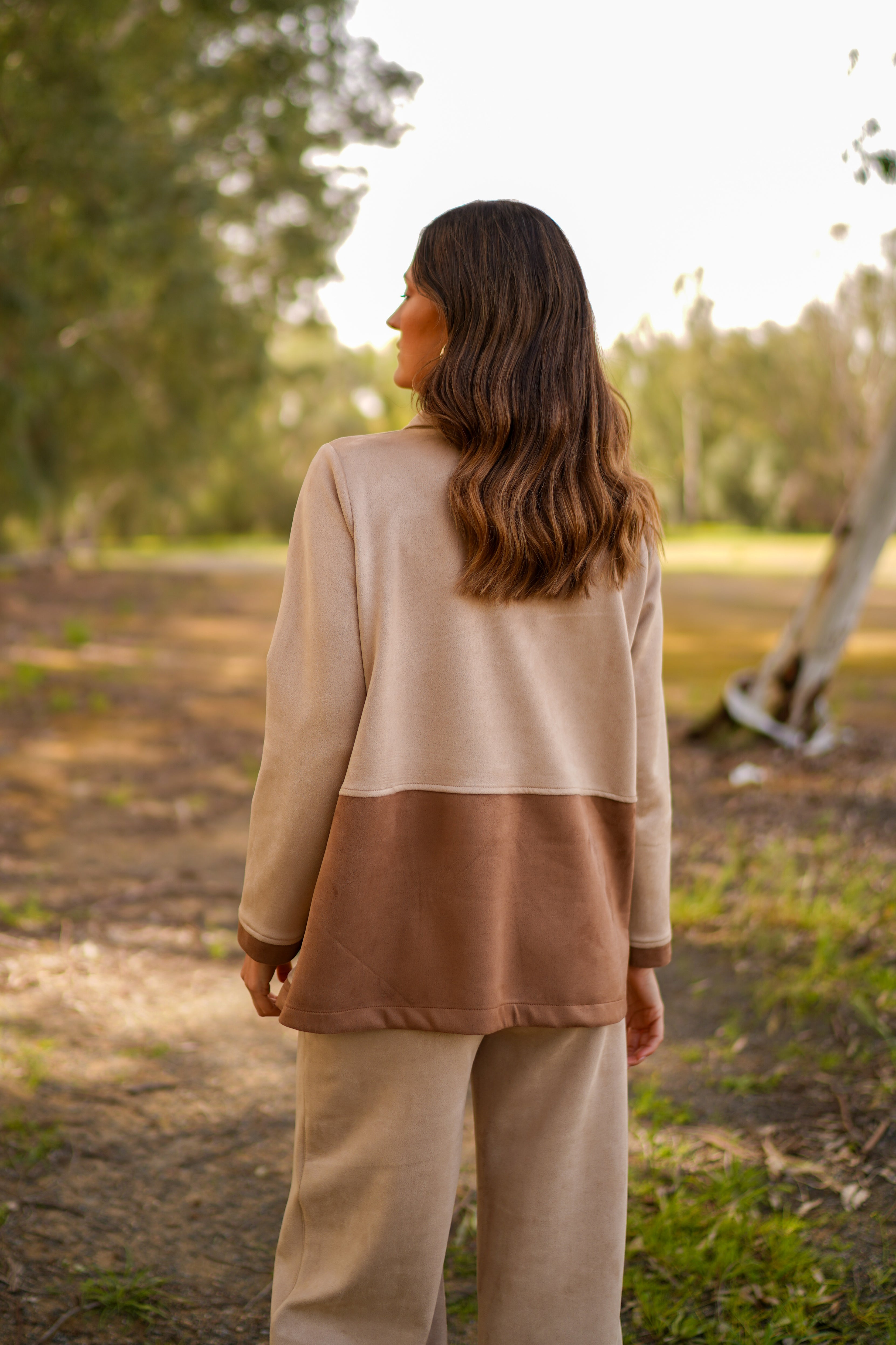 Chaqueta bicolor antelina