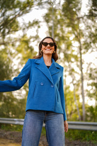 Chaqueton Corto Cruzado Azul Pavo