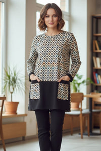 Camiseta Punto Cordinada Con Liso Y Bolsillos De Parche Azul