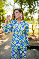 Conjunto estampado pantalon goma lino