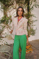 Chaqueta multicolor con pantalon liso