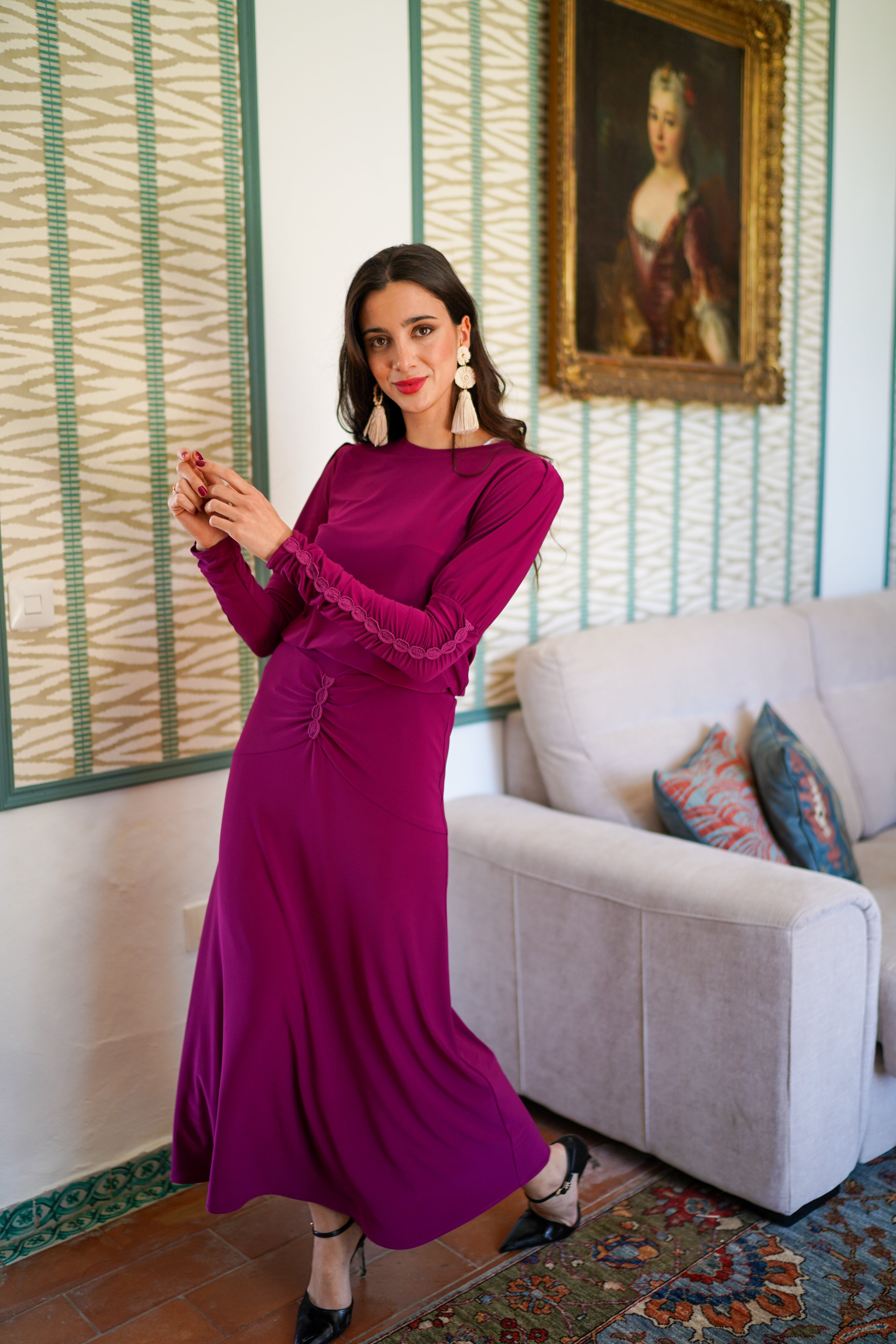 Conjunto falda con hondulina liso