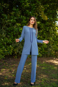 Conjunto con hondulina y pantalon liso