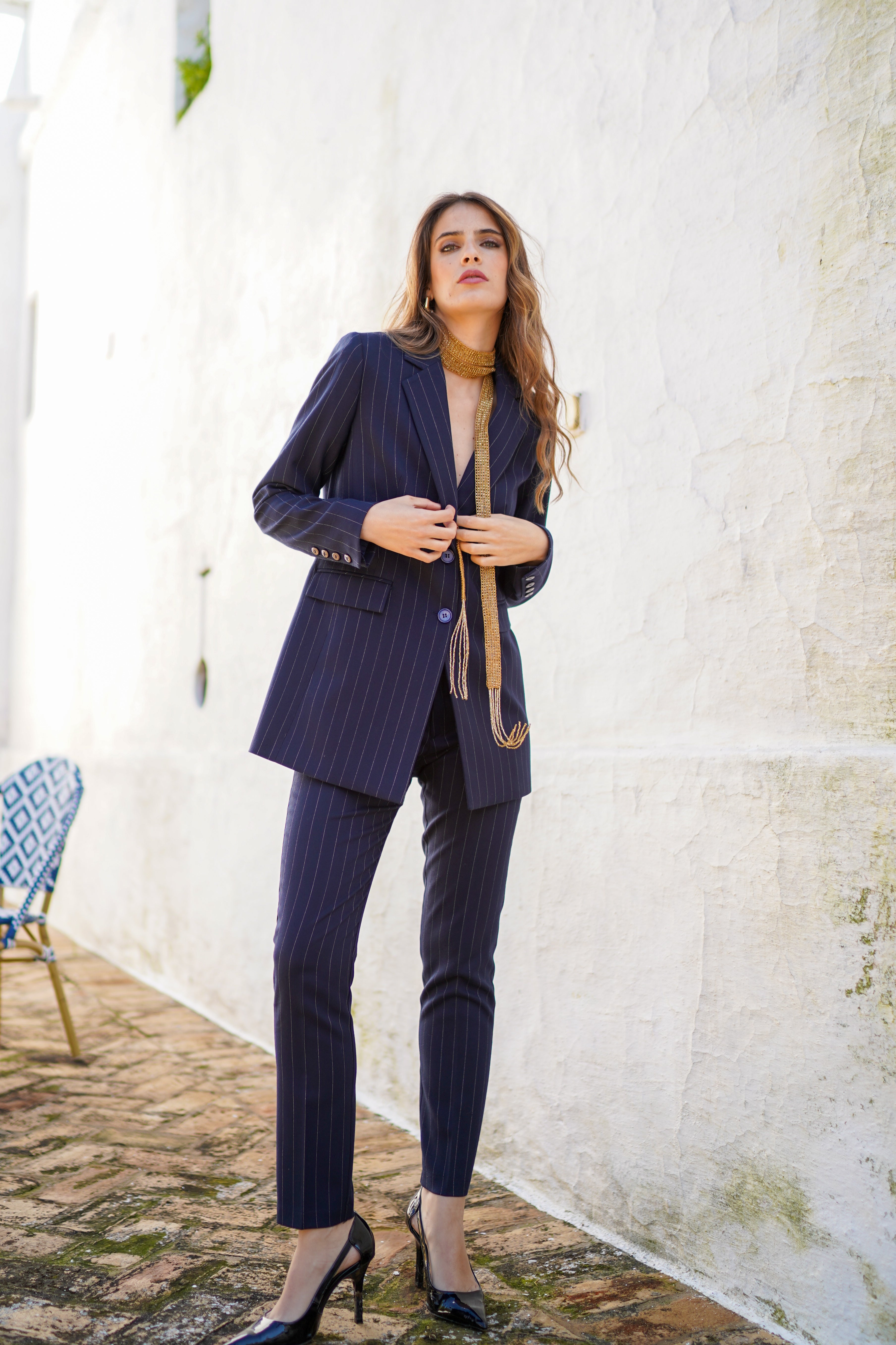 Conjunto pantalon pitillo rayas