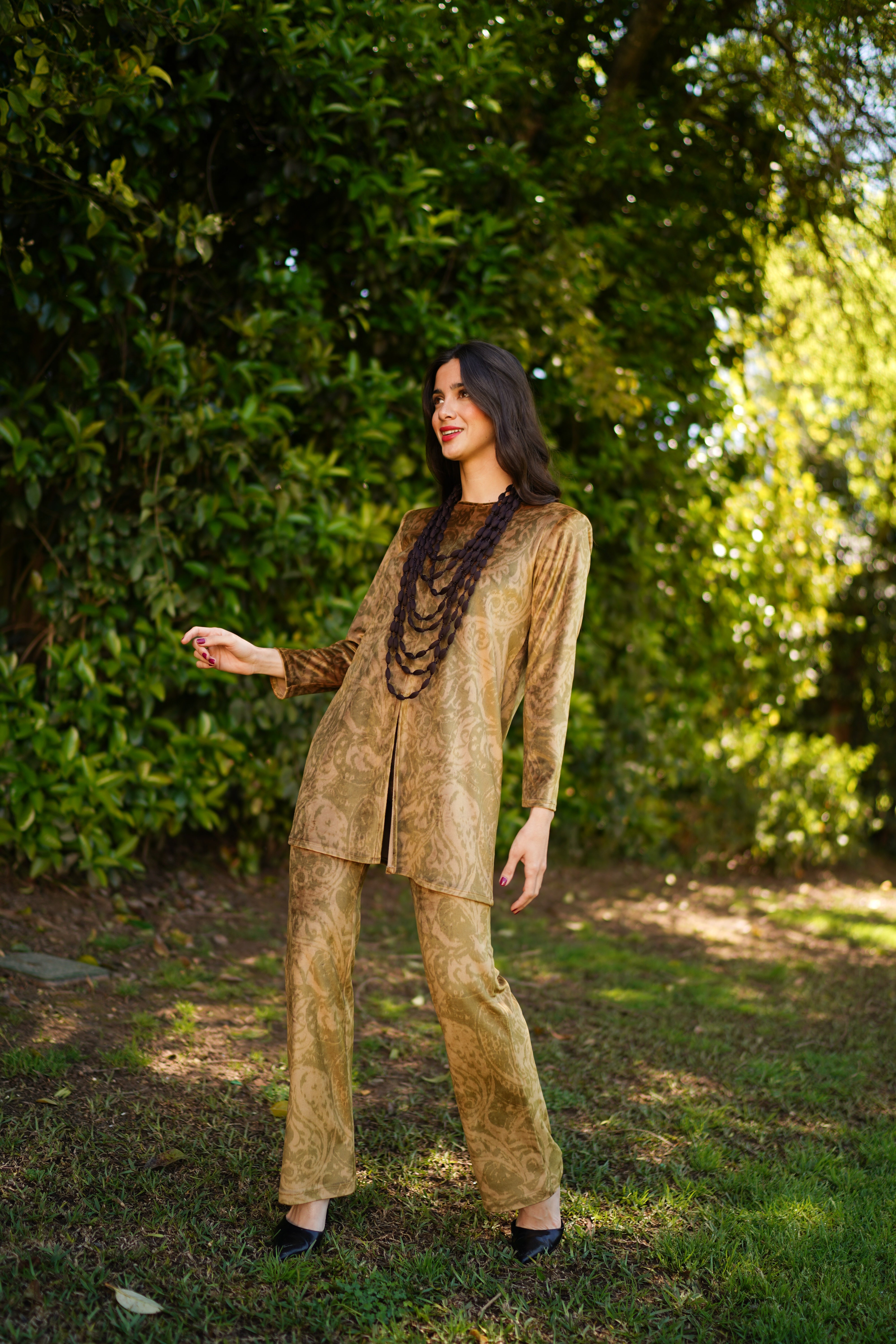 Conjunto de terciopelo estampado
