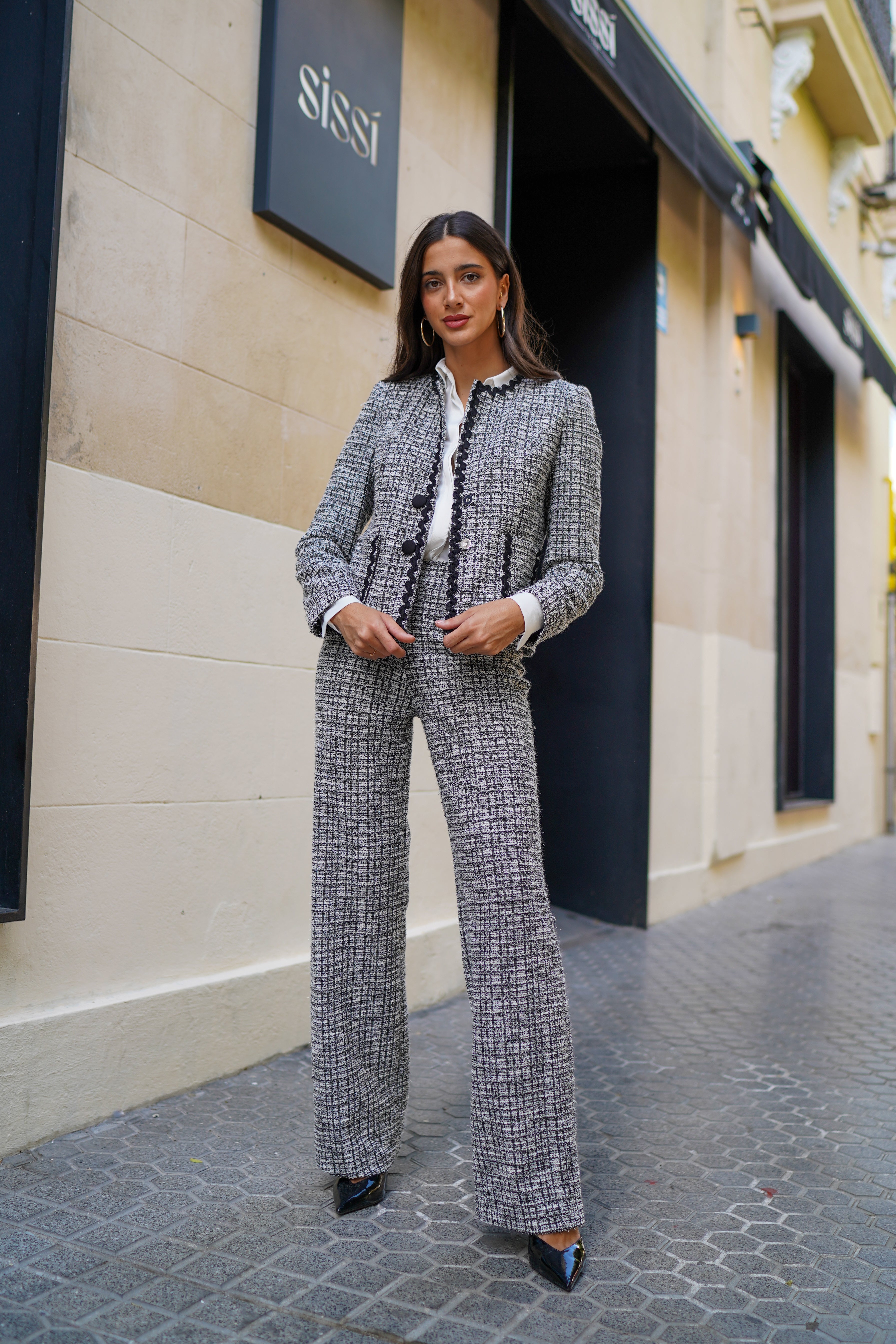 Chaqueta Chanel cuadros Negro