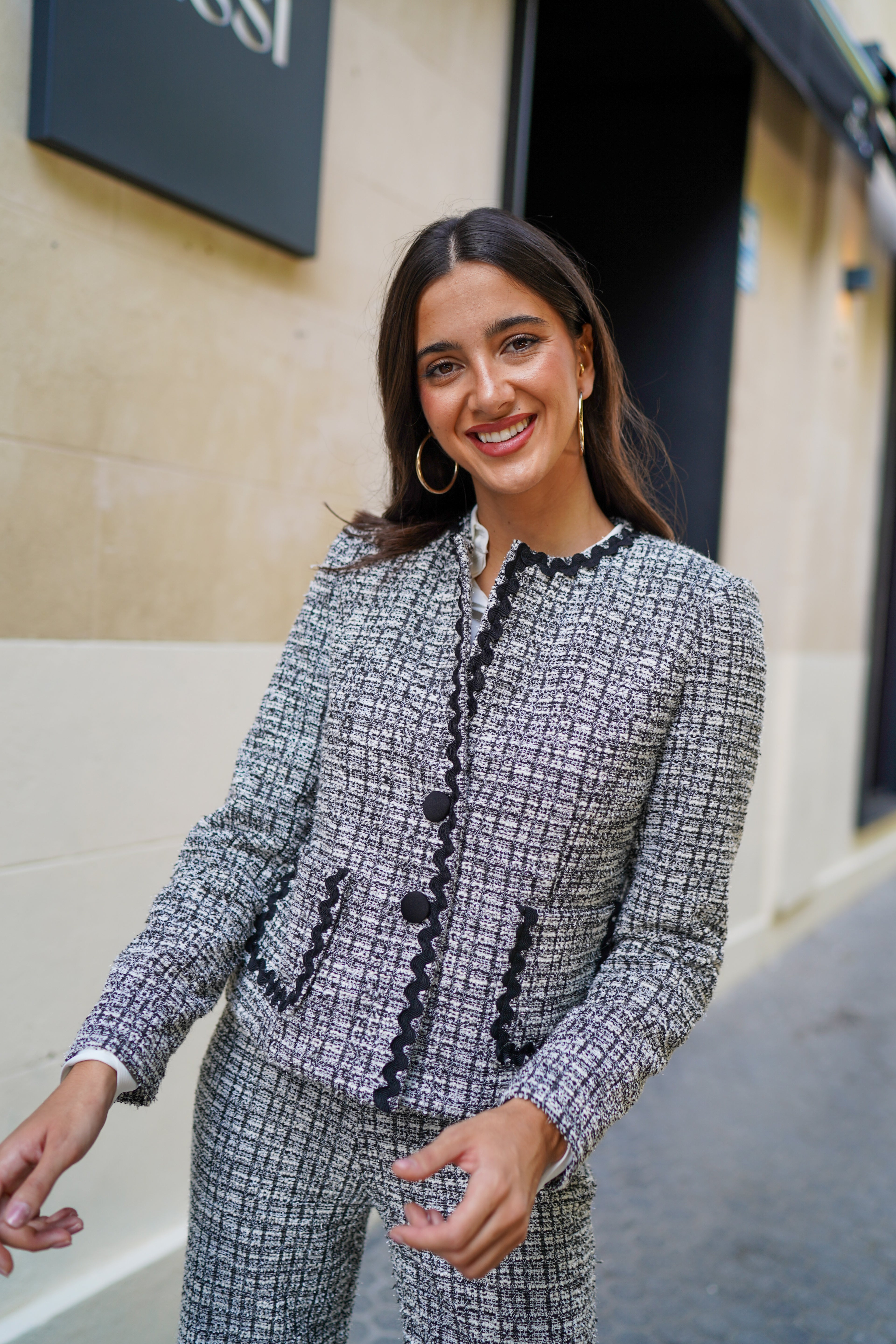 Chaqueta Chanel cuadros Negro