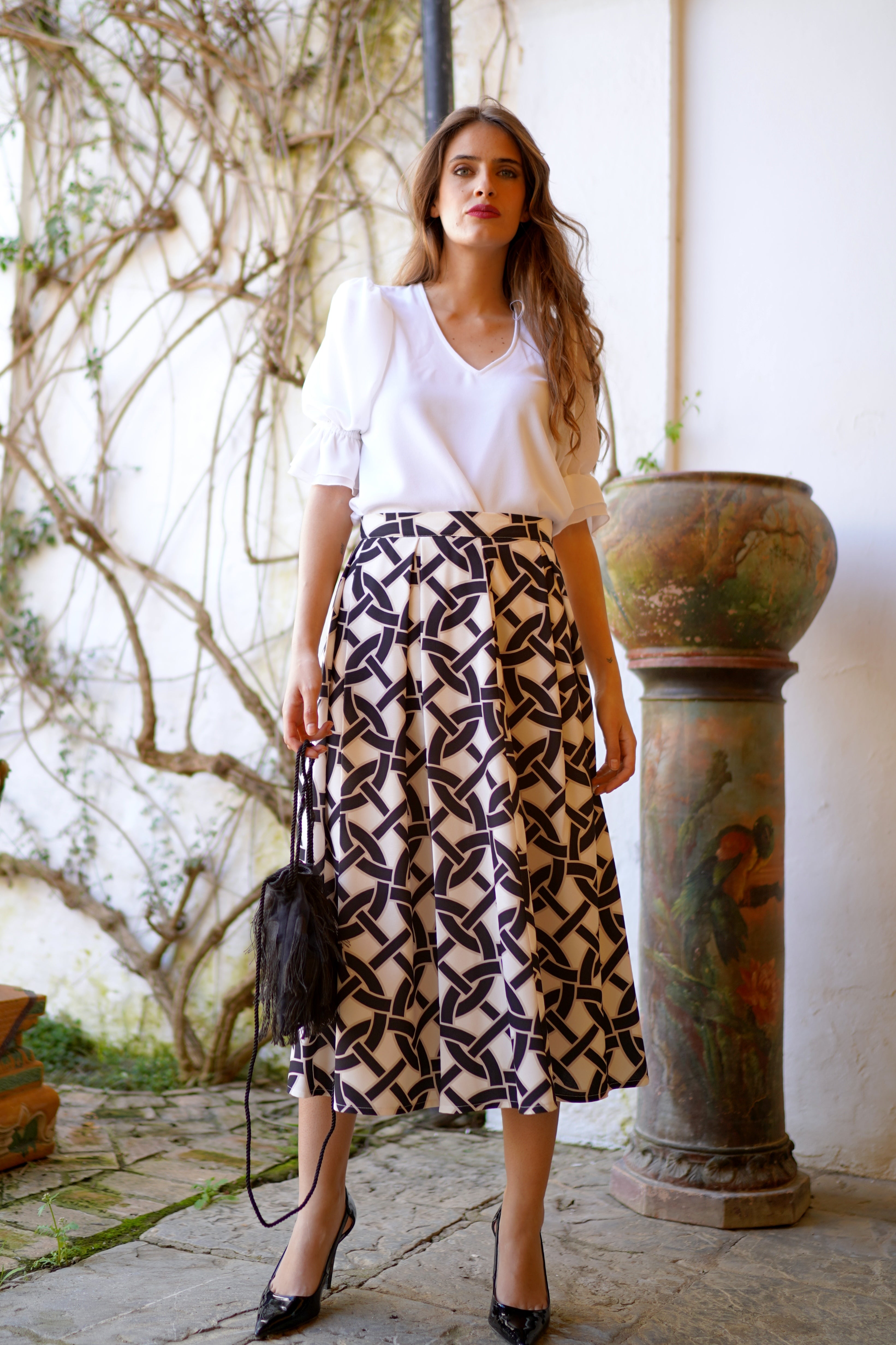 Falda vuelo basic estampada