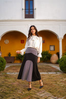 Falda media luna bicolor
