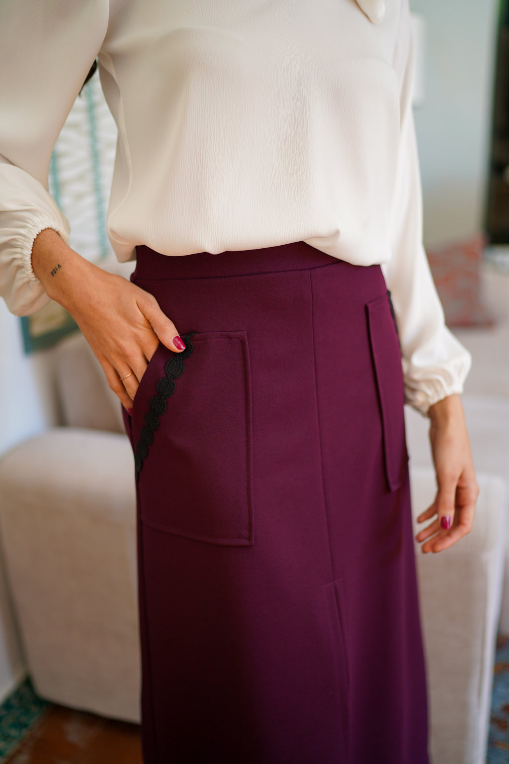 Falda bolsillos neocrep lisa