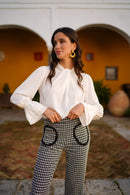 Pantalon bolsillos redondos estampado