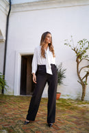 Pantalon cinturilla con lazo liso brillo