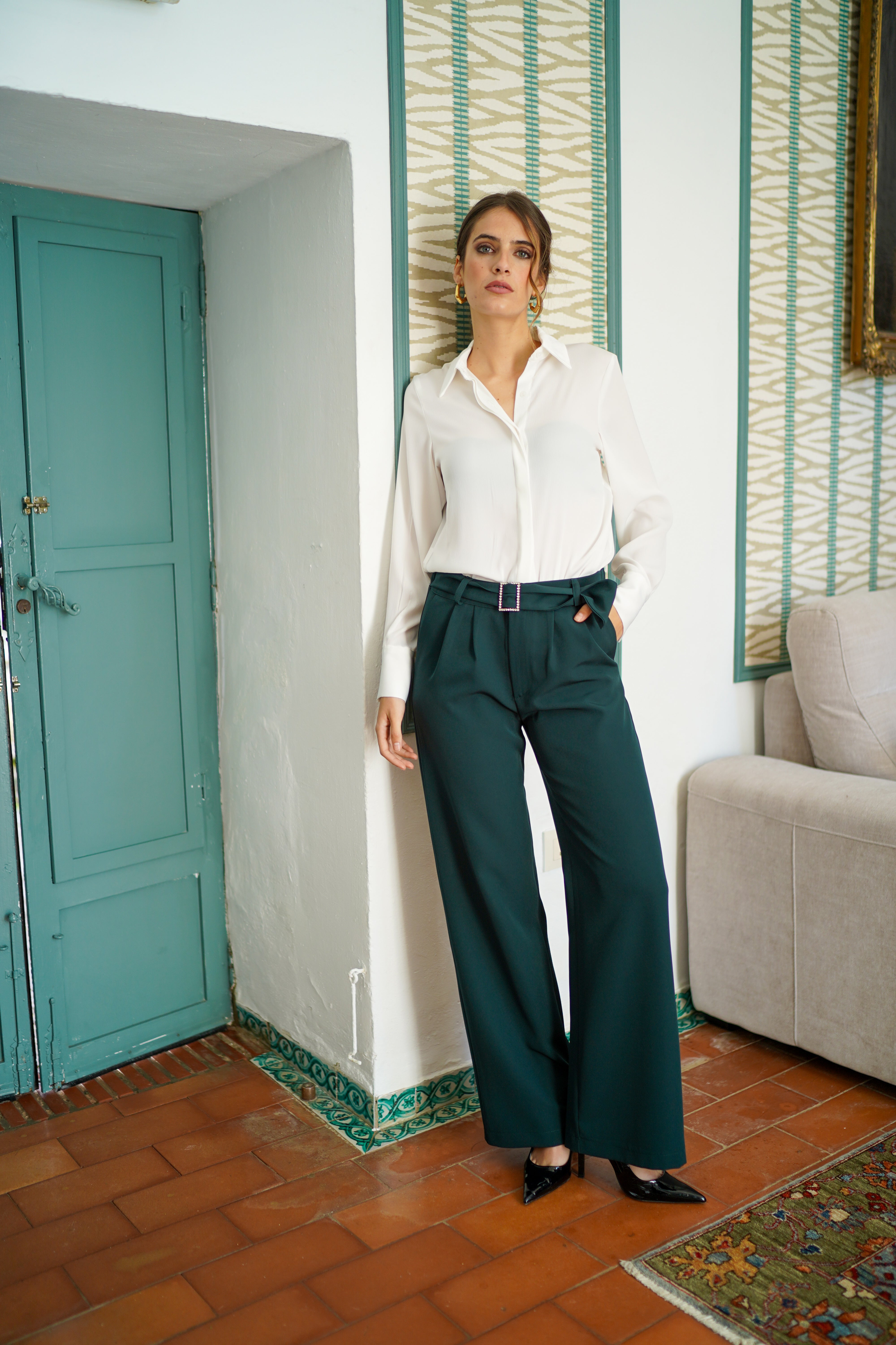 Pantalon basic hebilla liso
