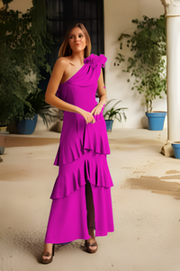 Vestido largo escote desigual