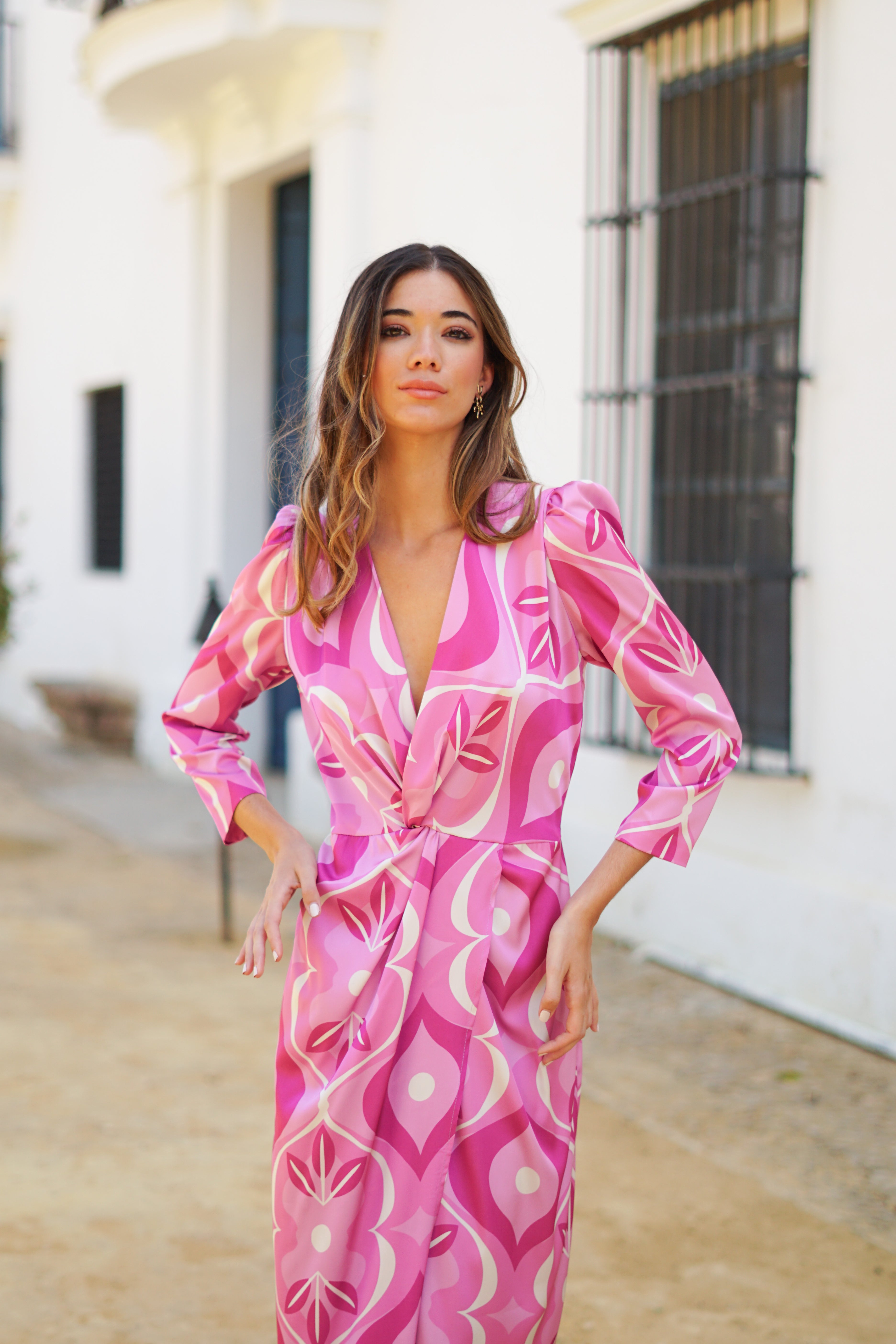 Vestido Nudo Estampado Elegante - Iciar y Candela