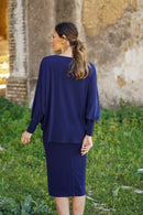 Vestido puños nudo y capa liso