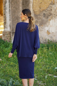 Vestido puños nudo y capa liso