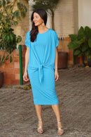 Vestido nudo hombros fruncidos