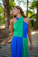 Vestido nudo bicolor