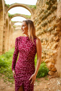 Vestido Punto Estampado Vino