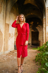 Vestido Lazada Liso Rojo