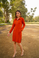 Vestido con Cremallera Liso Caldera