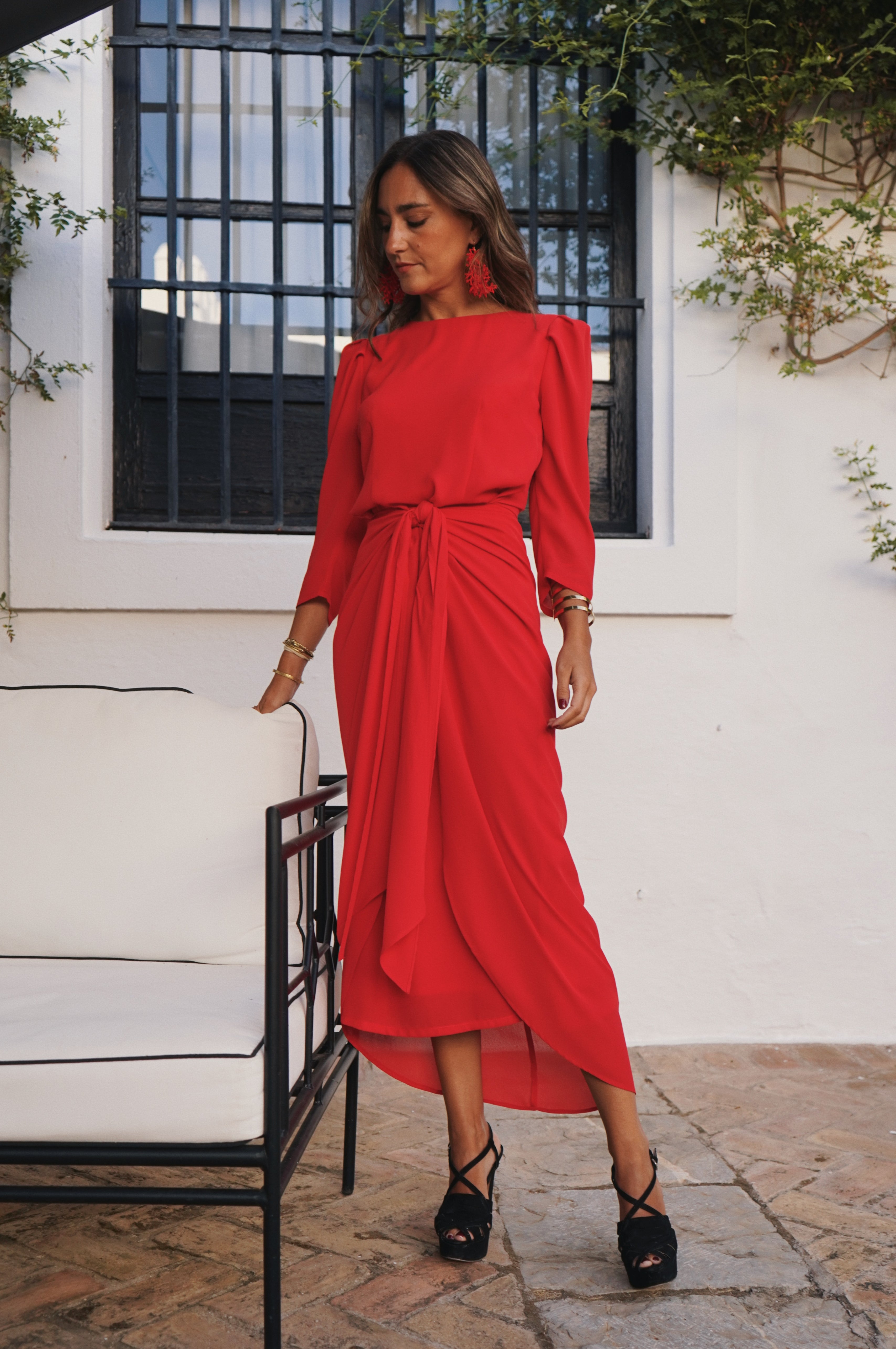 Vestido nudo midi
