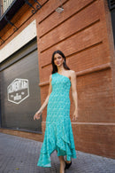 Vestido desigual volantes capas
