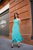 Vestido desigual volantes capas