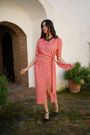 Vestido recogido lateral estampado