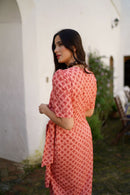 Vestido recogido lateral estampado