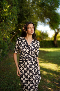 Vestido recogido lateral estampado