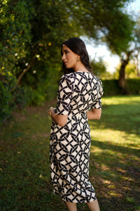 Vestido recogido lateral estampado