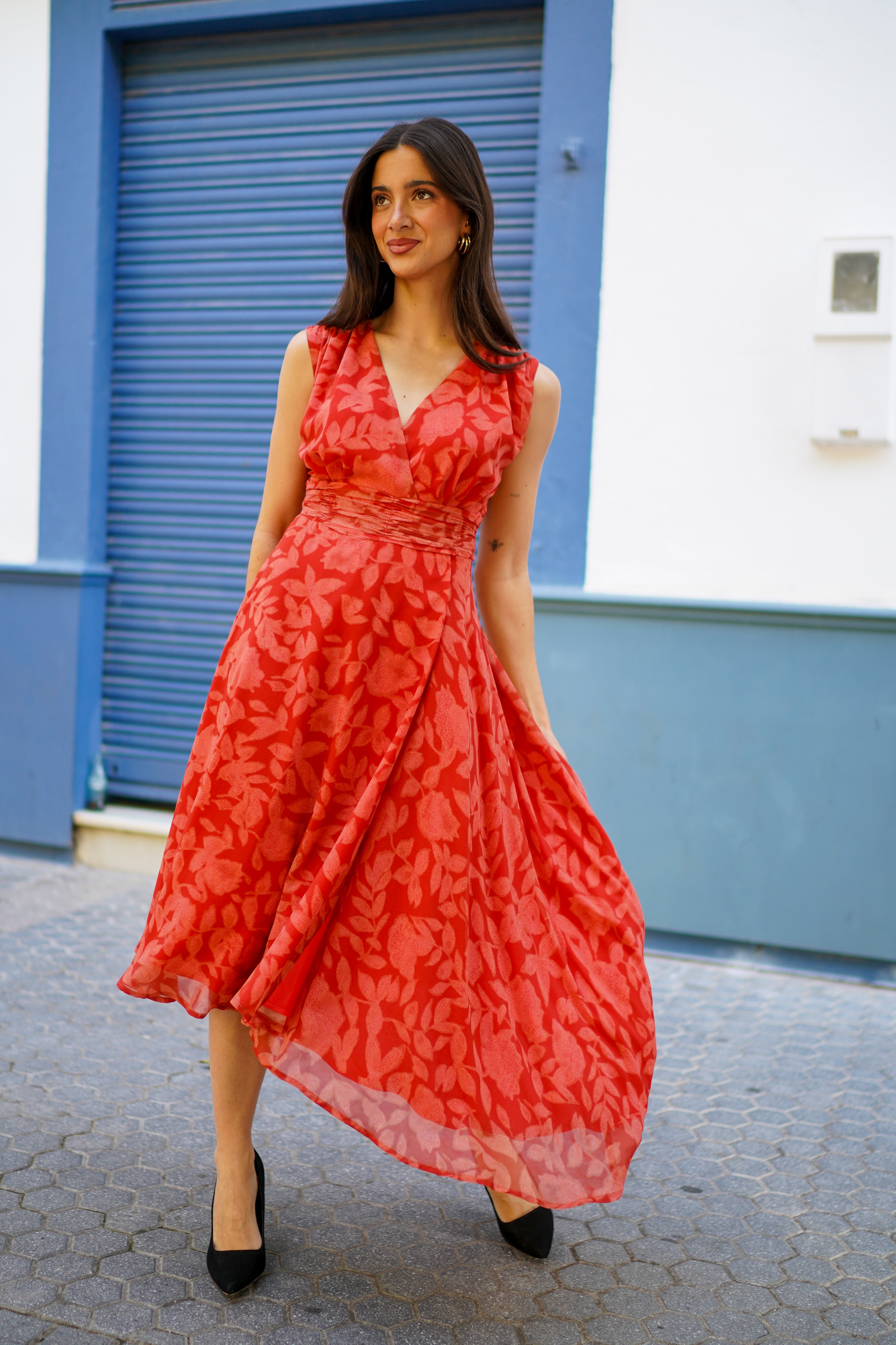 Vestido sisa fajin drapeado