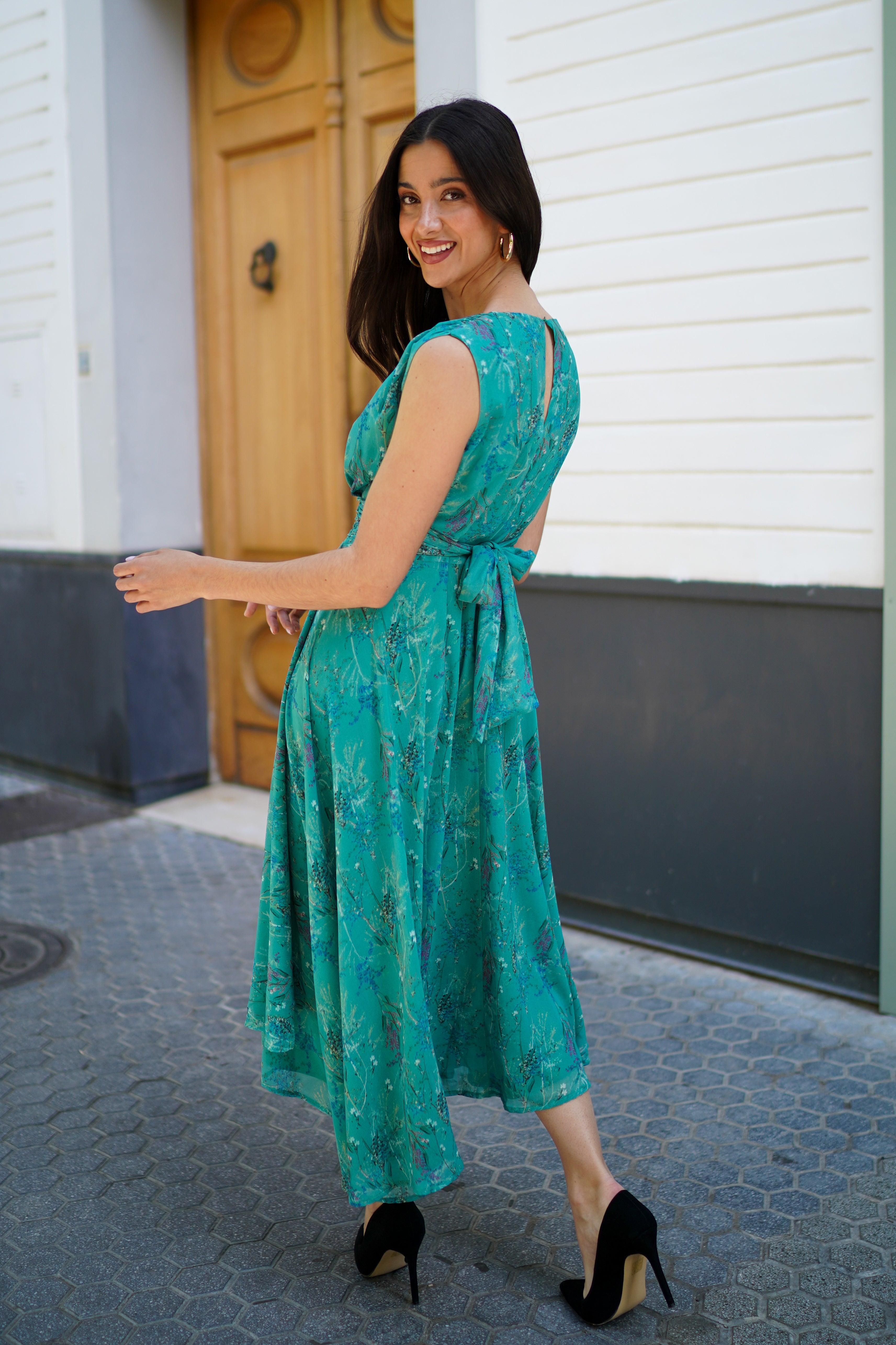 Vestido sisa fajin drapeado