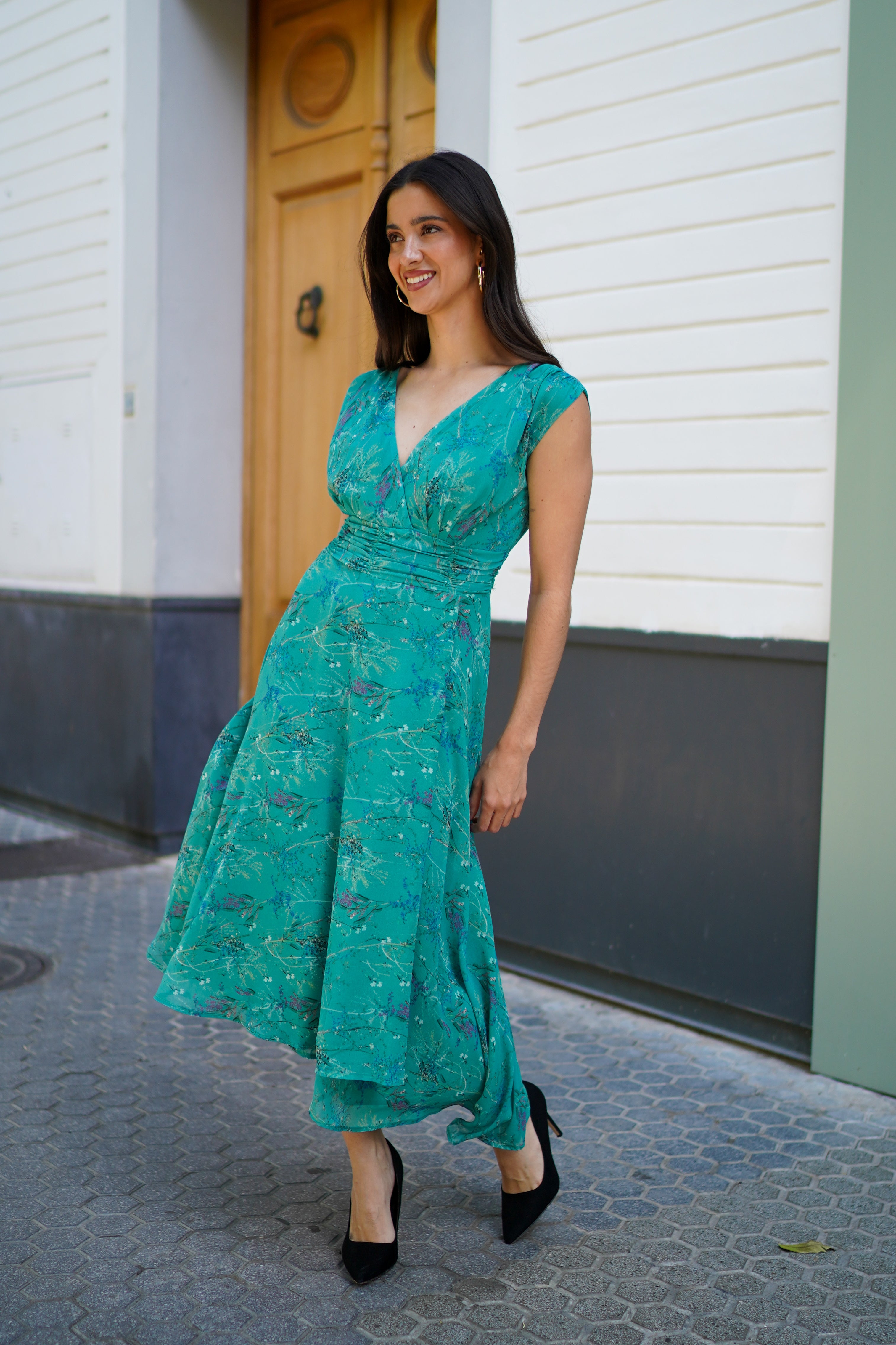Vestido sisa fajin drapeado