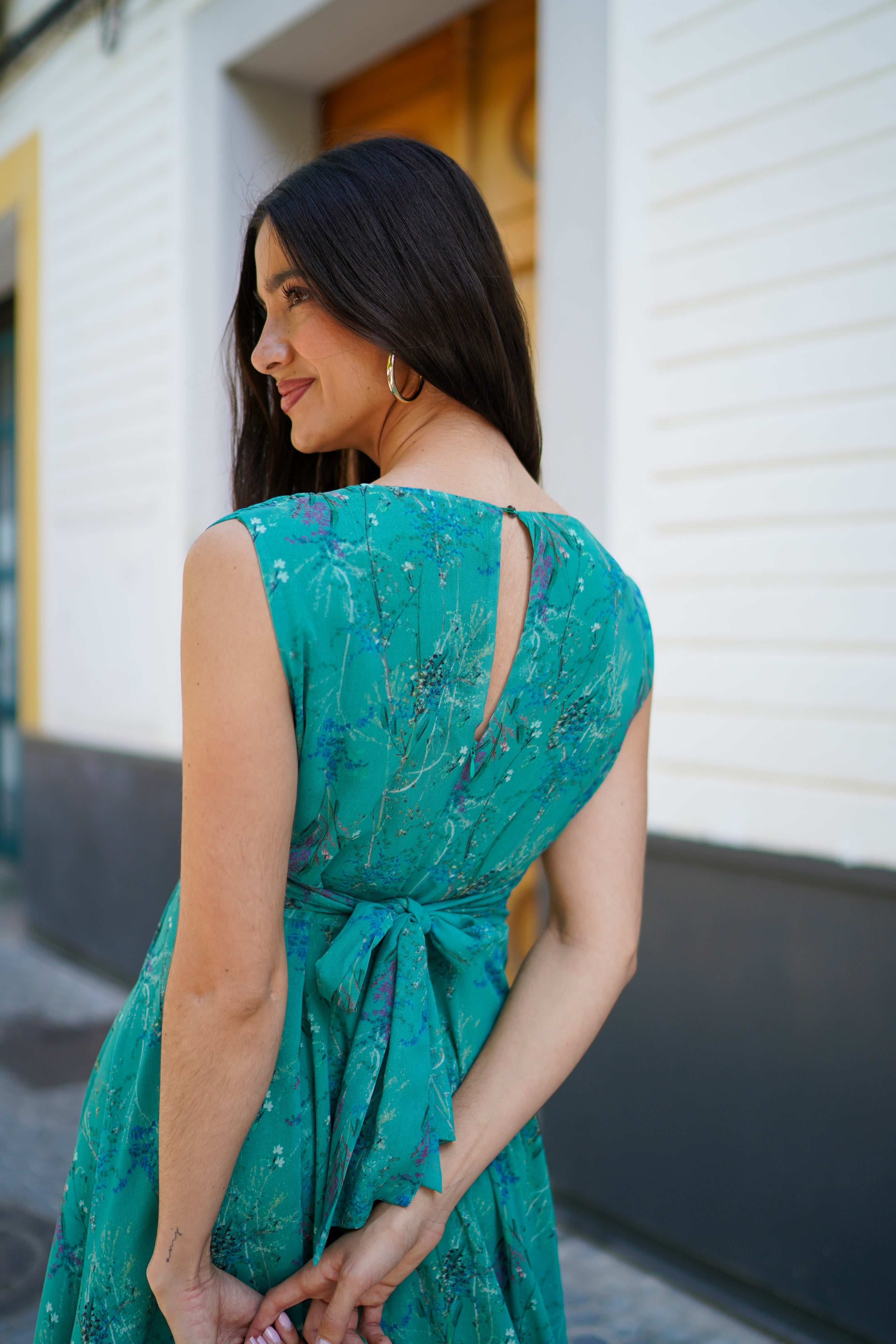 Vestido sisa fajin drapeado