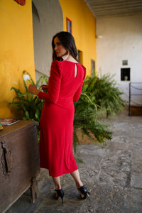 Vestido pliegues hebilla liso