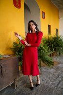 Vestido pliegues hebilla liso