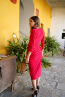 Vestido cruzado aplique liso