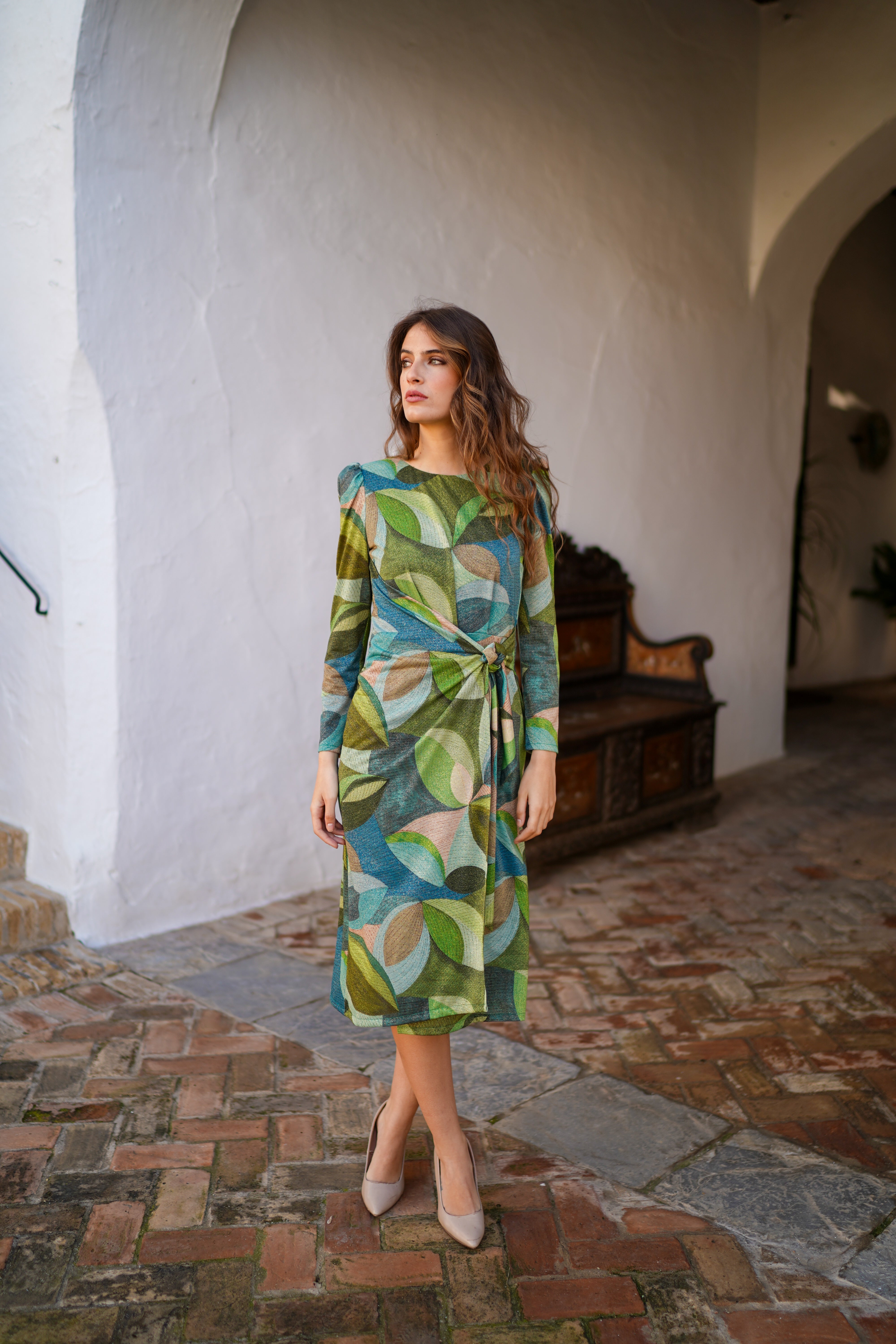 Vestido brillo lazada Verde