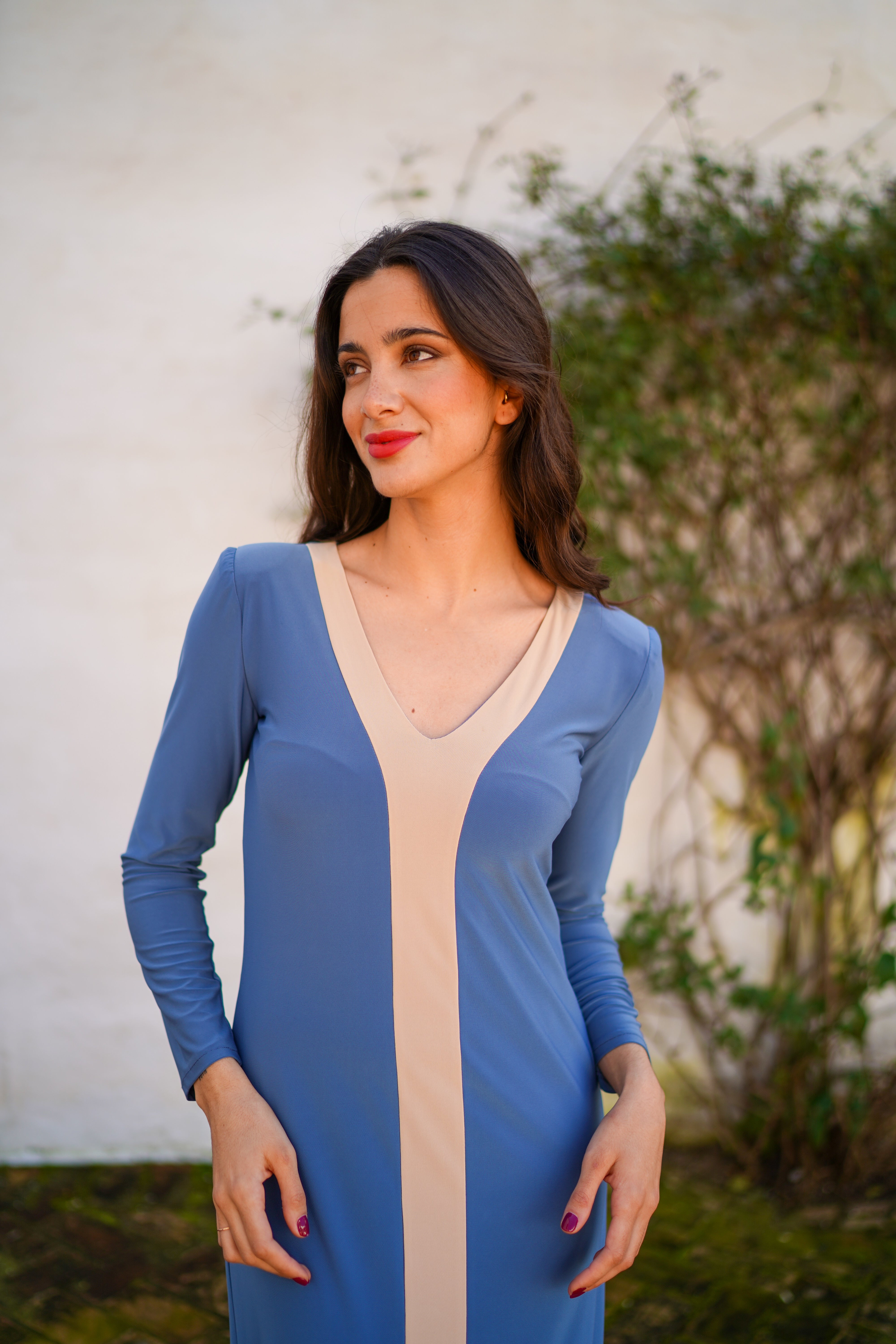 Vestido con cenefa liso