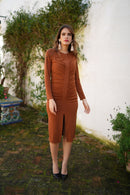 Vestido drapeado liso