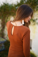 Vestido drapeado liso