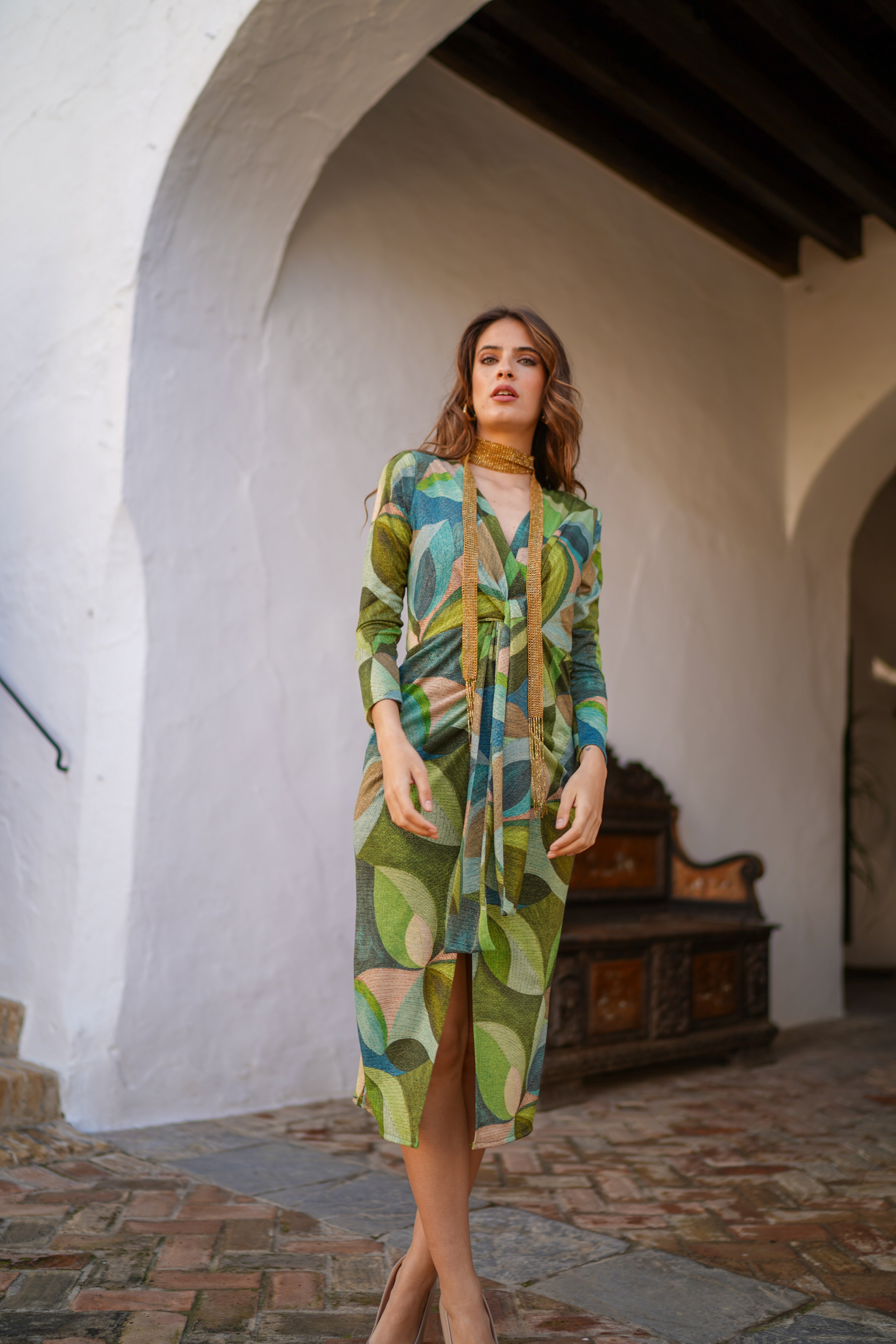 Vestido lurex lazada