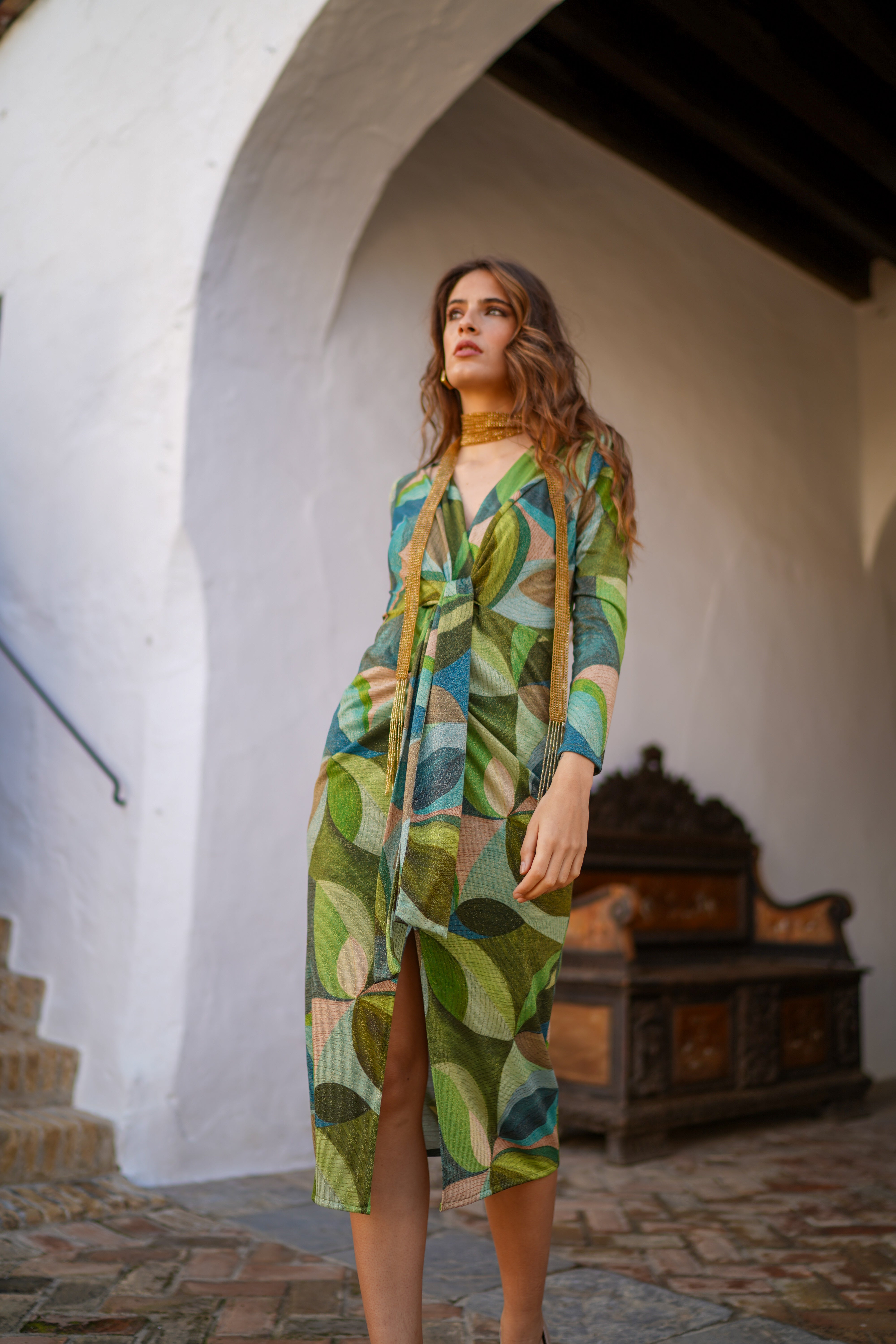 Vestido lurex lazada