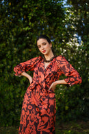 Vestido capelina nudo estampado