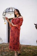 Vestido mangas abullonadas estampado